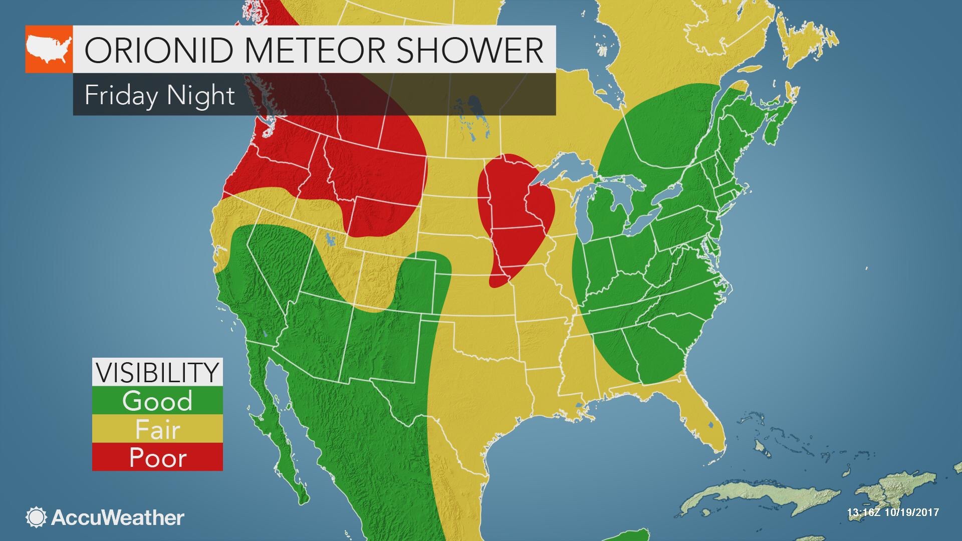 Weather conditions may be best for us overnight Friday as the Orionids shower builds towards its peak. https://www.accuweather.com/
